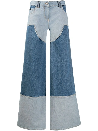 Shop Palm Angels Wide-leg Cargo Jeans In Blue