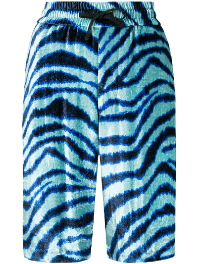 Shop R13 Zebra-print Knee-length Shorts In Blue