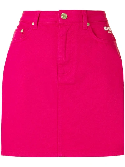 Shop Msgm Boom! Slogan Mini Skirt In Pink