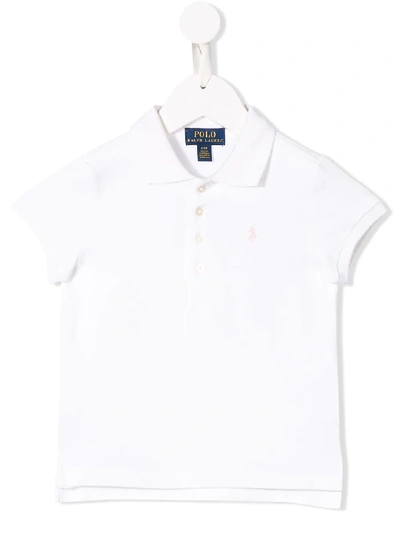 Shop Ralph Lauren Logo Embroidered Polo Shirt In White