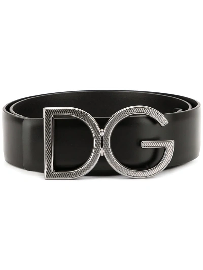 Shop Dolce & Gabbana Logo Plaque Belt In Black
