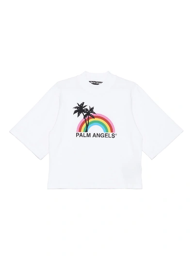 Shop Palm Angels Rainbow Logo T-shirt In White