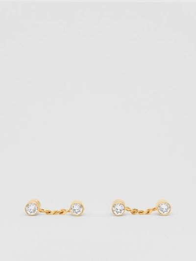 Shop Burberry Crystal Gold-plated Bolt Chain-link Cufflinks In Light Gold