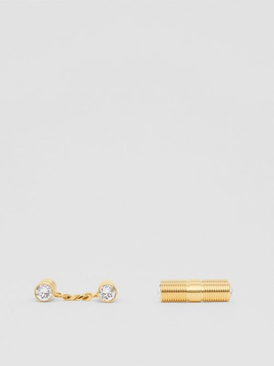 Shop Burberry Crystal Gold-plated Bolt Chain-link Cufflinks In Light Gold