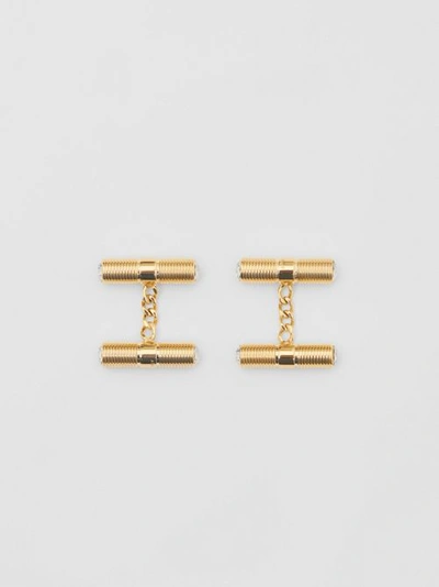 Shop Burberry Crystal Gold-plated Bolt Chain-link Cufflinks In Light Gold