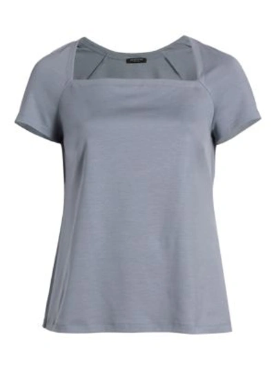 Shop Lafayette 148 Women's Corinne Square-neck Top In Bluestone