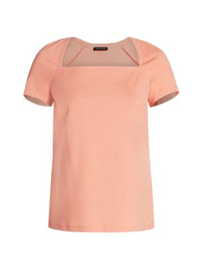 Shop Lafayette 148 Women's Corinne Square-neck Top In Rich Coral