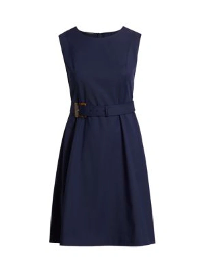 Shop Lafayette 148 Women's Leslie Belted A-line Dress In Royal Blue