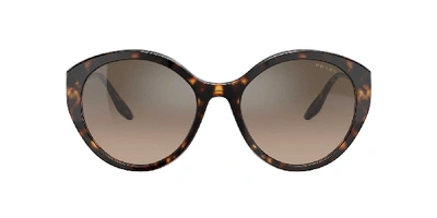 Shop Prada Woman Sunglasses Pr 18xs In Brown Grad Grey Mirror Silver