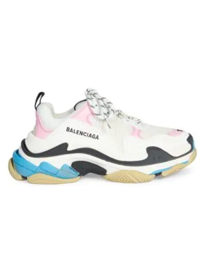 Shop Balenciaga Women's Triple S Leather Sneakers In Pink Blue White