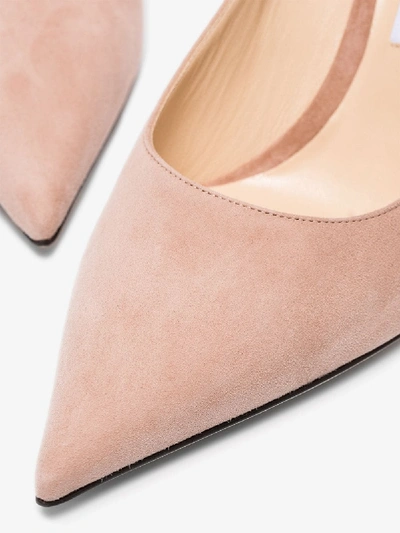 Shop Jimmy Choo Pink Love 85 Suede Pumps - Women's - Leather/suede In Neutrals