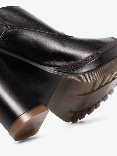 Shop Chloé Black 150 Platform Buckled Leather Sandals
