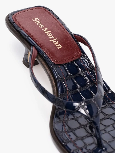 Shop Sies Marjan Navy Alix 40 Mock Croc Patent Leather Sandals In Blue