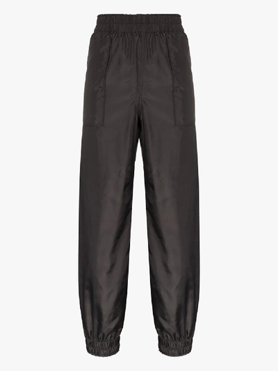 Shop Ganni Patch Pocket Track Pants In Black