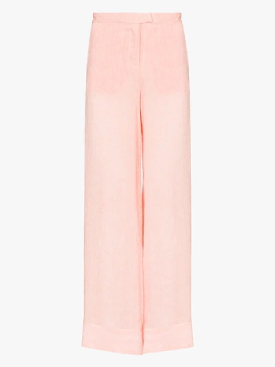 Shop Lisa Marie Fernandez Linen Wide Leg Trousers In Pink