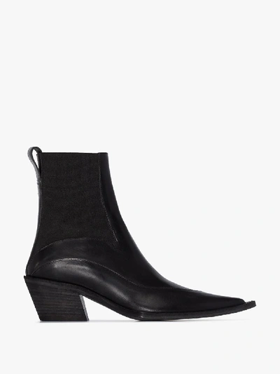 Shop Haider Ackermann Black 50 Pointed Leather Ankle Boots