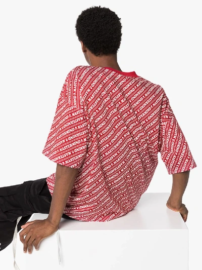 Shop Mastermind Japan Logo Stripe Cotton T-shirt In Red