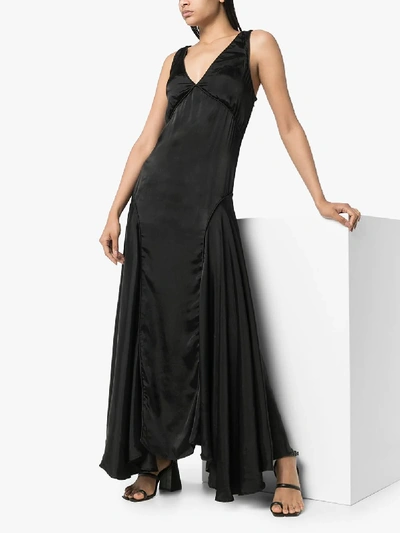 Shop Jil Sander Marigold Piping Detail Sleeveless Gown In Black