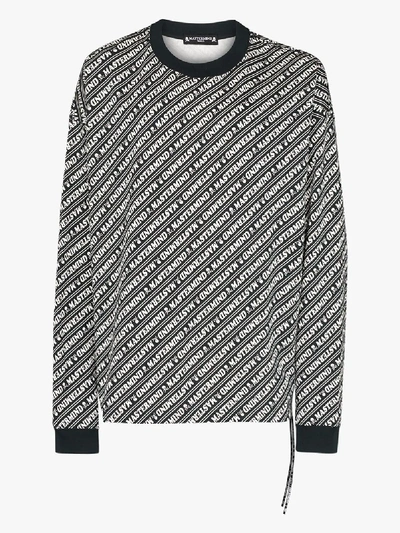 Shop Mastermind Japan Logo Stripe Cotton Sweatshirt In Black