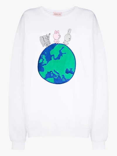 Shop Natasha Zinko Embroidered Cotton Sweatshirt In White