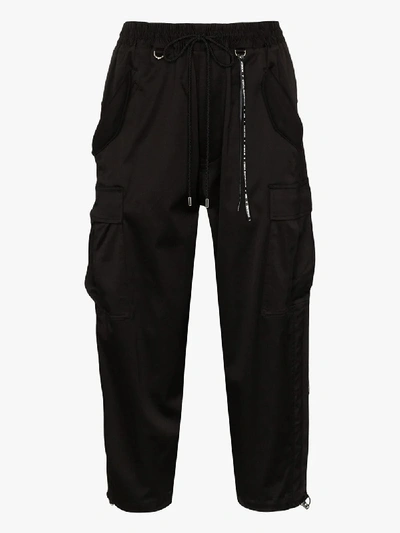 Shop Mastermind Japan Cropped Cargo Trousers In Black