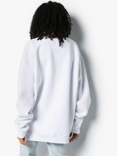 Shop Natasha Zinko Embroidered Cotton Sweatshirt In White