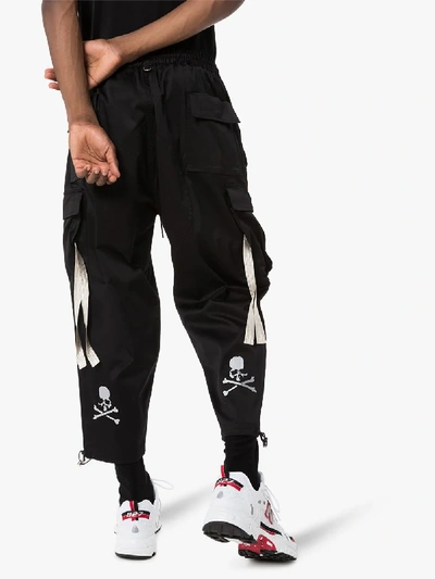 Shop Mastermind Japan Cropped Cargo Trousers In Black