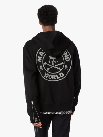 Shop Mastermind Japan Skull Logo Zip-up Cotton Hoodie In Black