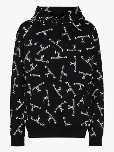 Shop Mastermind Japan Skull Logo Print Cotton Hoodie In Black