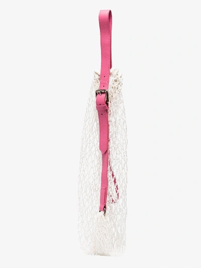 Shop Jacquemus White Le Sac Filet Net Shoulder Bag In Pink