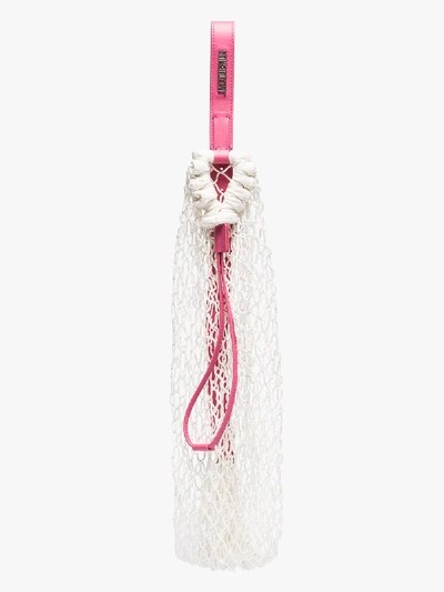 Shop Jacquemus White Le Sac Filet Net Shoulder Bag In Pink