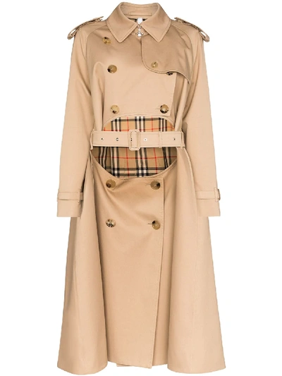 Shop Burberry Cutout Double-breasted Trench Coat In Brown