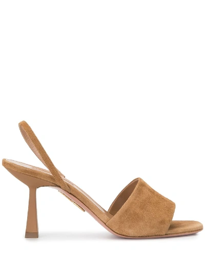 Shop Aquazzura Leigh Suede 75mm Sandals In Brown