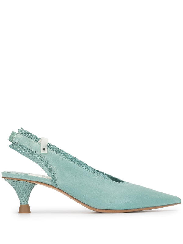 teal low heel shoes