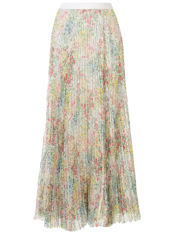 white printed long skirt