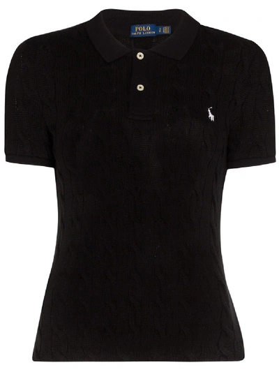 Shop Polo Ralph Lauren Poloshirt Mit Zopfmuster In Black