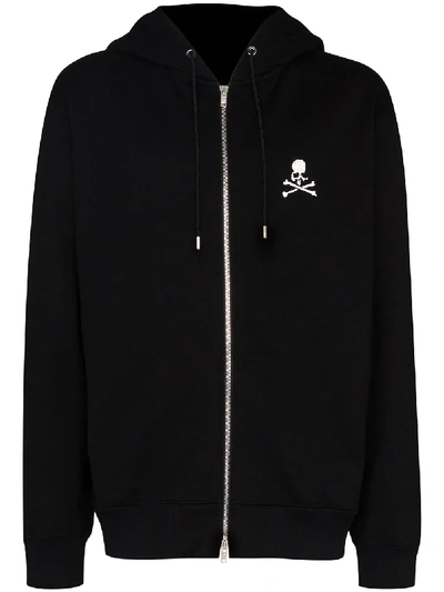 Shop Mastermind Japan Skull-print Zip-up Hoodie In Black