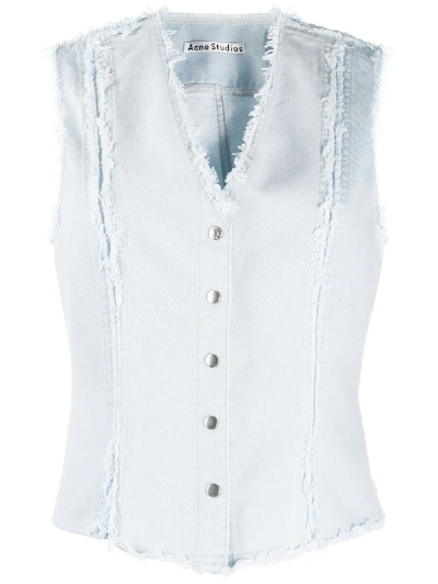 Shop Acne Studios Recrafted Frayed Denim Vest In Blue