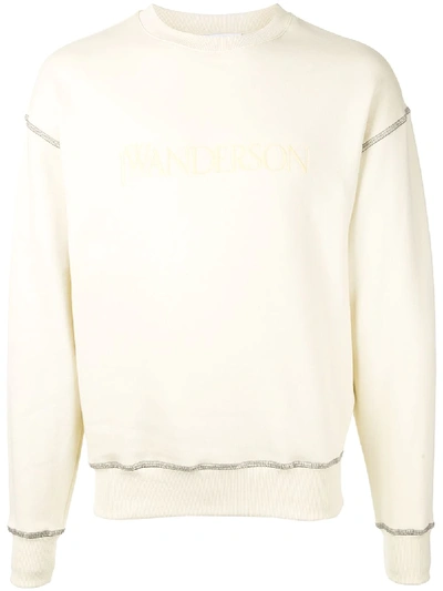 Shop Jw Anderson Embroidered-logo Sweatshirt In White