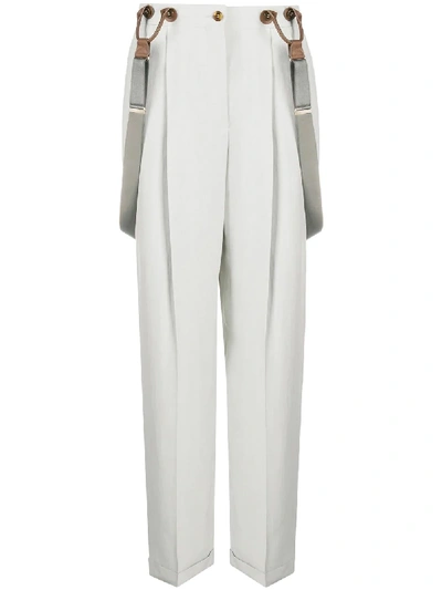 Shop Giorgio Armani Detachable-suspender Pleated Trousers In Grey