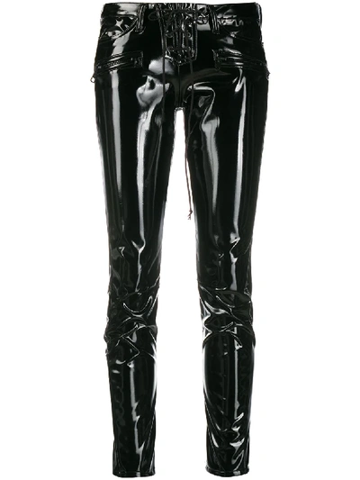 Ben Taverniti Unravel Project Two-tone Slim-fit Trousers In Black