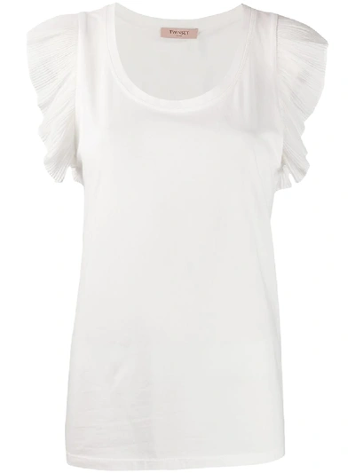 Shop Twinset Pleated Frill Vest In White