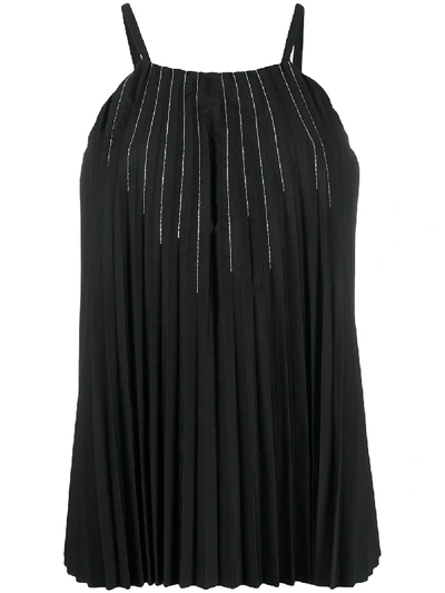 Shop Brunello Cucinelli Pleated Sleeveless Top In Black