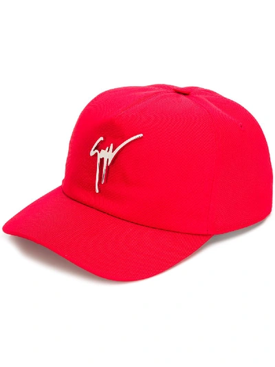 Shop Giuseppe Zanotti Logo Print Baseball Cap In Red