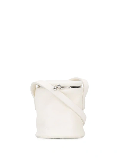 Shop Jil Sander Mini Neck-strap Bucket Bag In White