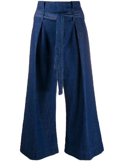 Shop 7 For All Mankind Paperbag Waist Denim Trousers In Blue