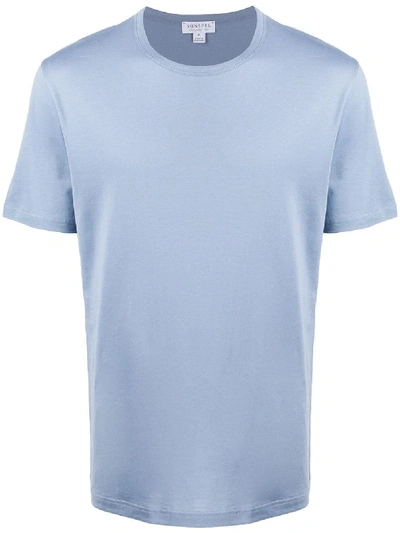 Shop Sunspel Short Sleeve T-shirt In Blue