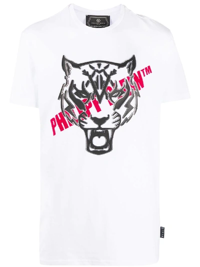 Philipp Plein Tiger Head Logo T-shirt In White | ModeSens