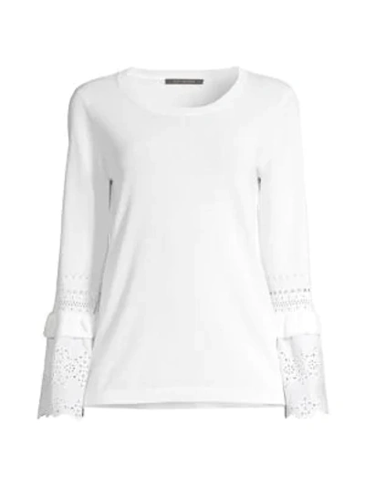 Shop Kobi Halperin Claudette Fringe Bell-sleeve Sweater In White