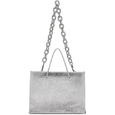 Shop Medea Silver Leather Chain Hanna Bag
